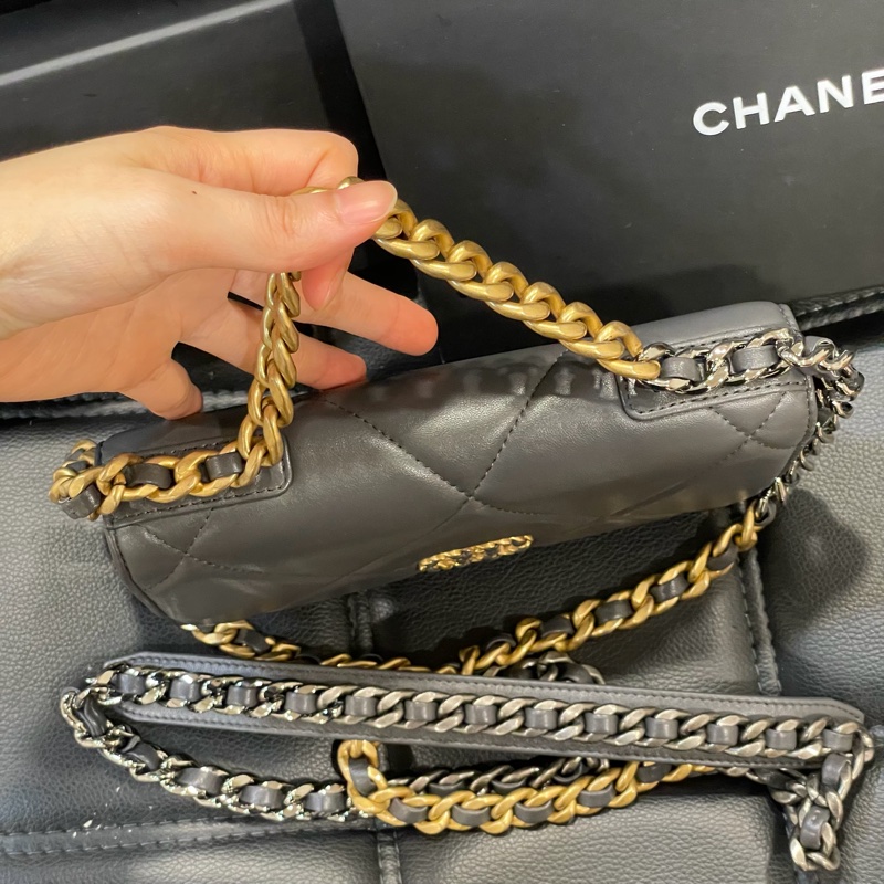 全新閒置 全配 🈶️購證 芯片款❤️ 香奈兒 #灰金 #深灰 #19bag #woc-1