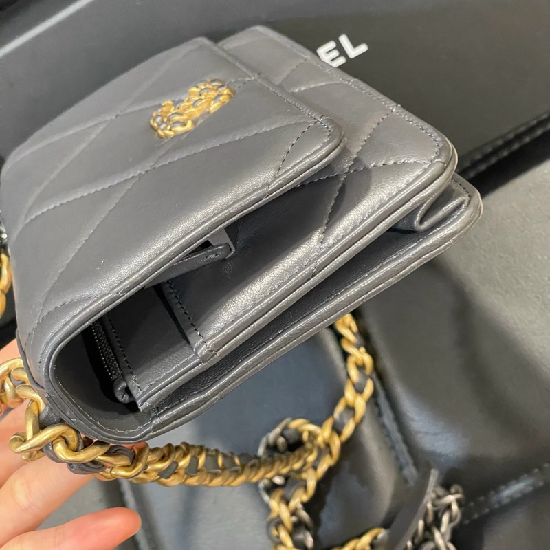 全新閒置 全配 🈶️購證 芯片款❤️ 香奈兒 #灰金 #深灰 #19bag #woc-3
