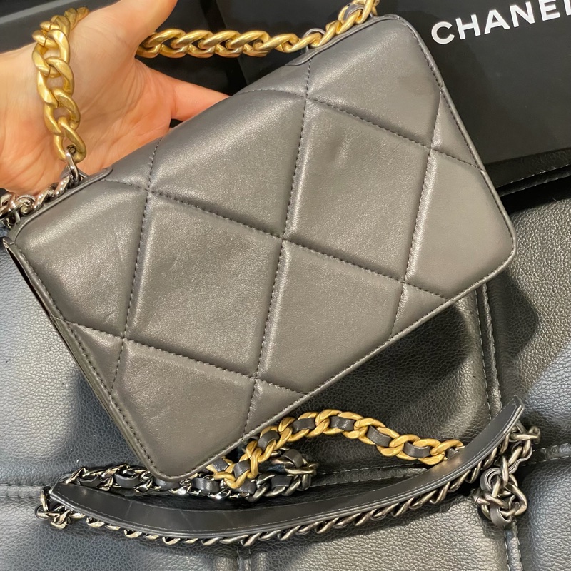 全新閒置 全配 🈶️購證 芯片款❤️ 香奈兒 #灰金 #深灰 #19bag #woc-5