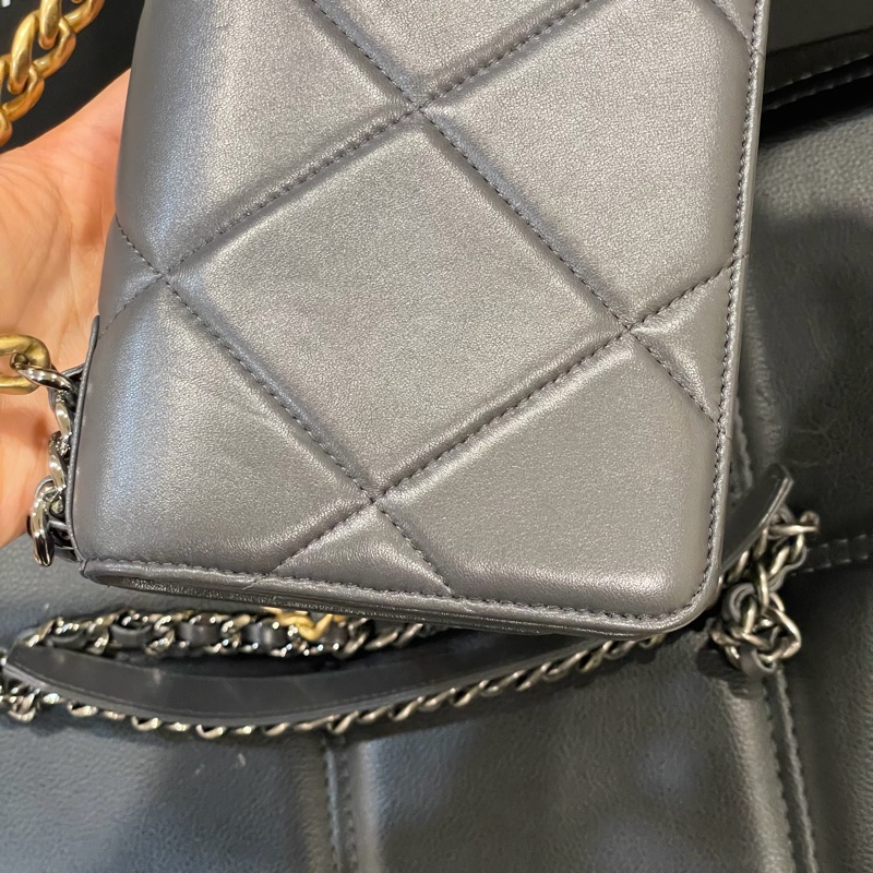 全新閒置 全配 🈶️購證 芯片款❤️ 香奈兒 #灰金 #深灰 #19bag #woc-7