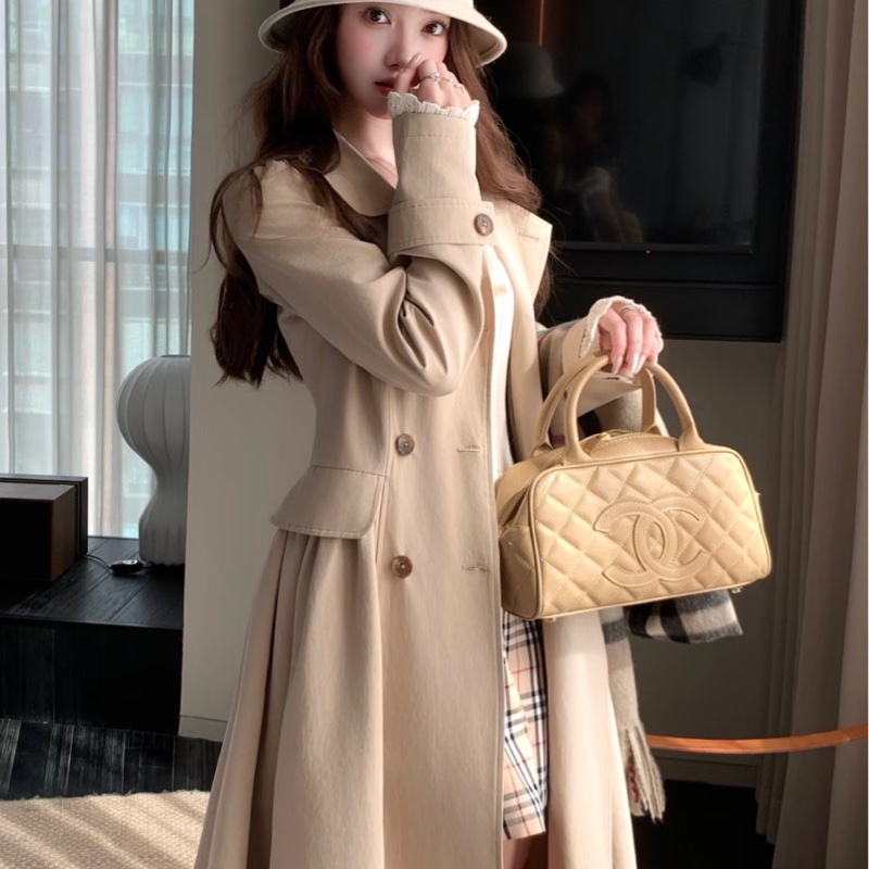 「JL精品代購」9新 Chanel 香奈兒 奶茶色保齡球包-1