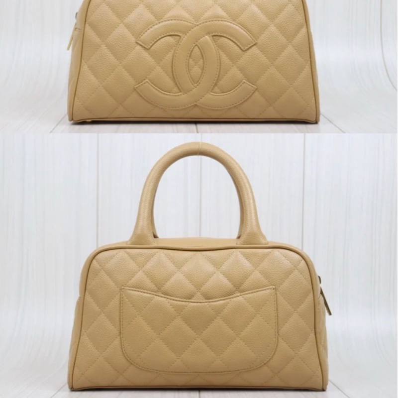 「JL精品代購」9新 Chanel 香奈兒 奶茶色保齡球包-2