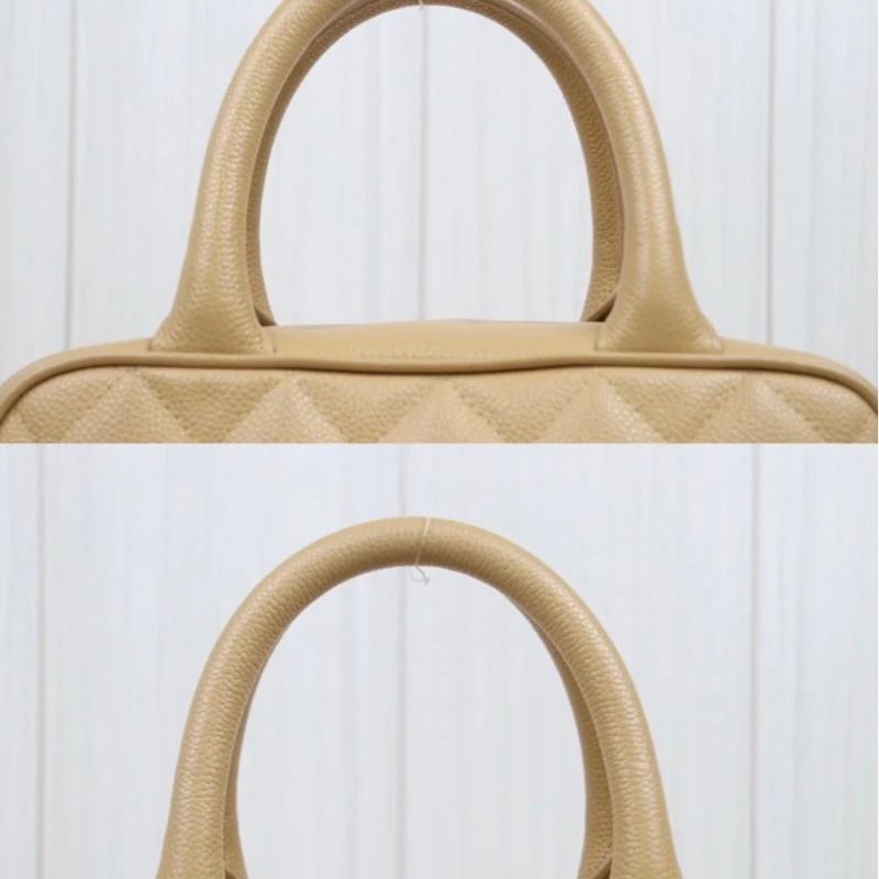 「JL精品代購」9新 Chanel 香奈兒 奶茶色保齡球包-4