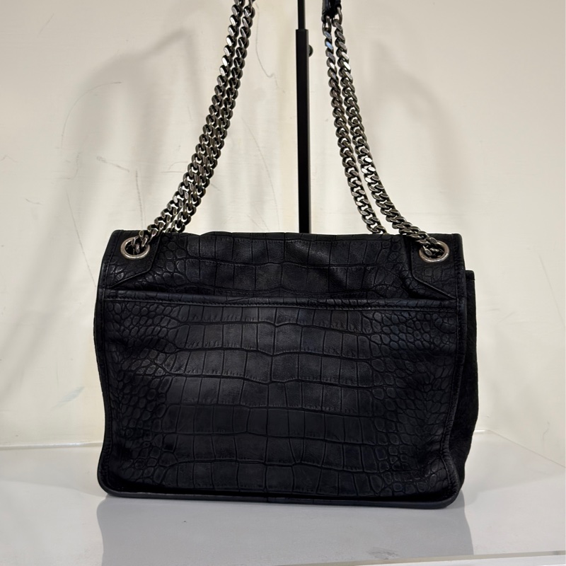 🈶購證 #全網最低 #櫃上12萬 Ysl Niki黑銀中號鱷魚壓紋牛皮-7