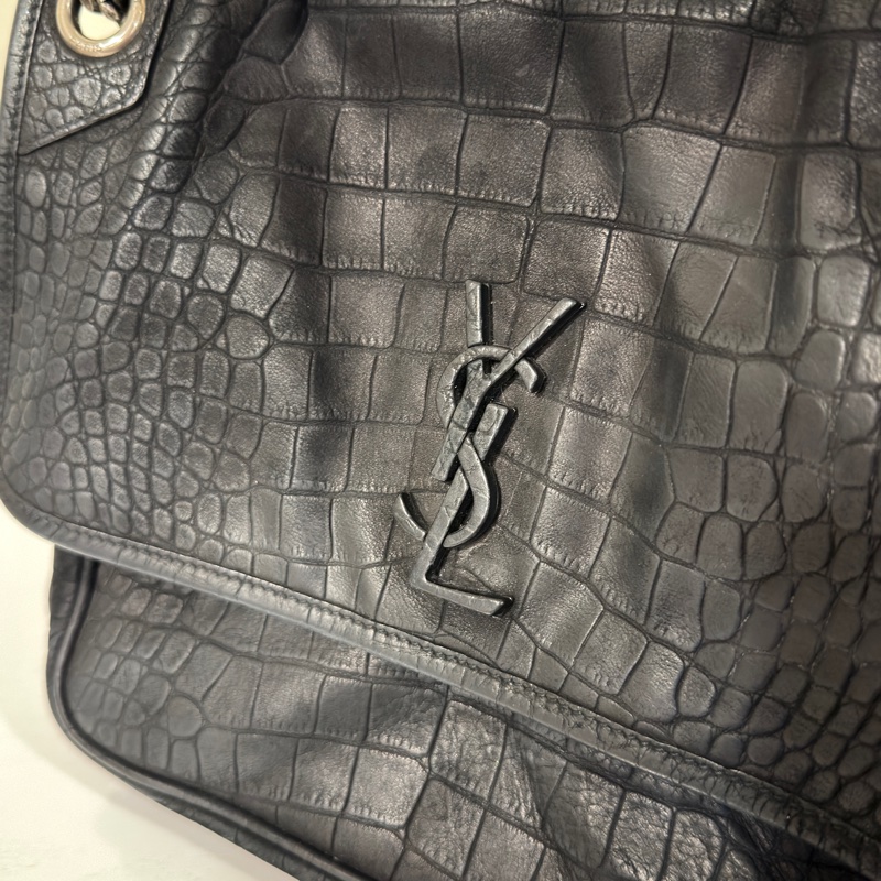 🈶購證 #全網最低 #櫃上12萬 Ysl Niki黑銀中號鱷魚壓紋牛皮-14