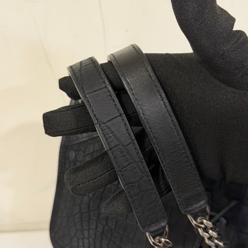 🈶購證 #全網最低 #櫃上12萬 Ysl Niki黑銀中號鱷魚壓紋牛皮-17