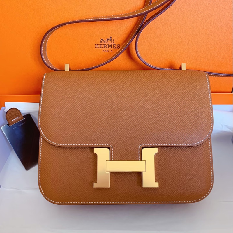 全新全配B刻❤️#愛馬仕 #金棕金 #epsom皮 #康康 19cm mini #constance-4