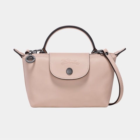 極新 歐洲專櫃購入正品 Longchamp LE PLIAGE XTRA 手拿包 XS 裸色皮革手拿包 斜背包 迷你水餃包 裸粉色