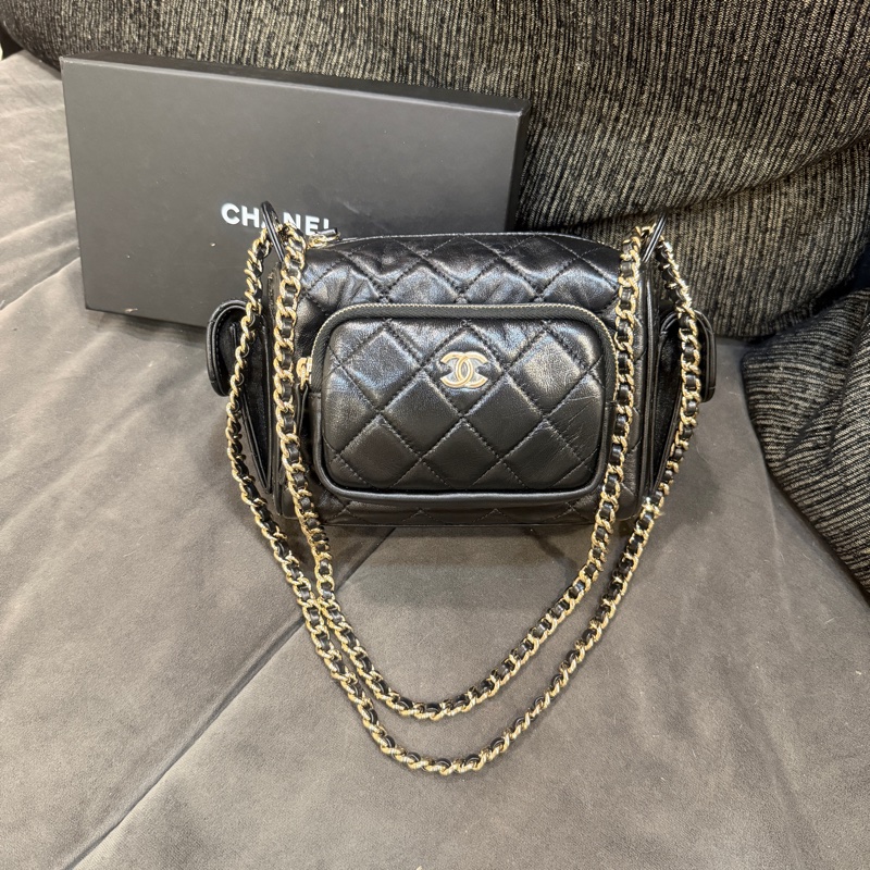 全新全配有購證❤️香奈兒 #黑金 #新款 #相機包 #炸藥包-2