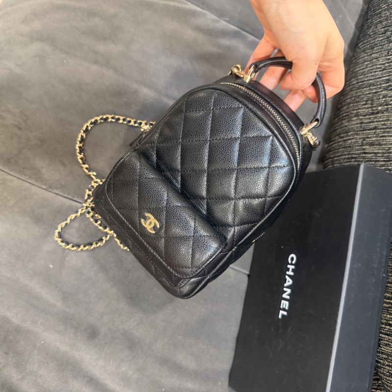全新全配🈶購證❤️ 香奈兒 #荔枝皮 #黑金 #小書包 #雙肩包-1