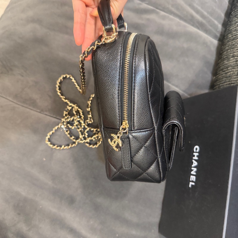 全新全配🈶購證❤️ 香奈兒 #荔枝皮 #黑金 #小書包 #雙肩包-2