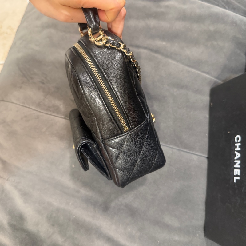 全新全配🈶購證❤️ 香奈兒 #荔枝皮 #黑金 #小書包 #雙肩包-3