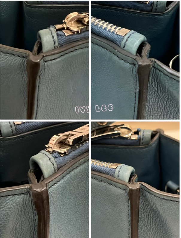 PRADA BN2619 皮革 雙拉鍊 蝙蝠包 藍綠 斜背包 肩背包 正品 二手精品-16