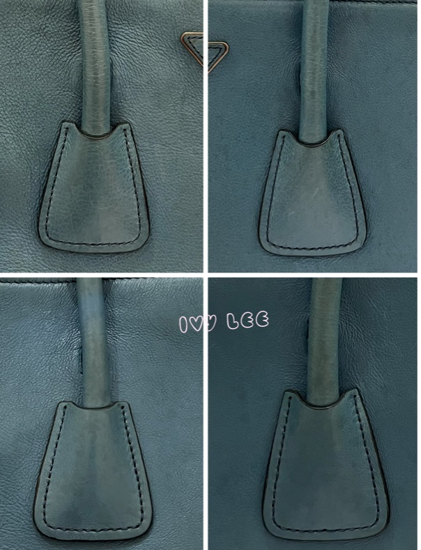 PRADA BN2619 皮革 雙拉鍊 蝙蝠包 藍綠 斜背包 肩背包 正品 二手精品-17