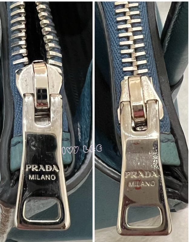 PRADA BN2619 皮革 雙拉鍊 蝙蝠包 藍綠 斜背包 肩背包 正品 二手精品-21