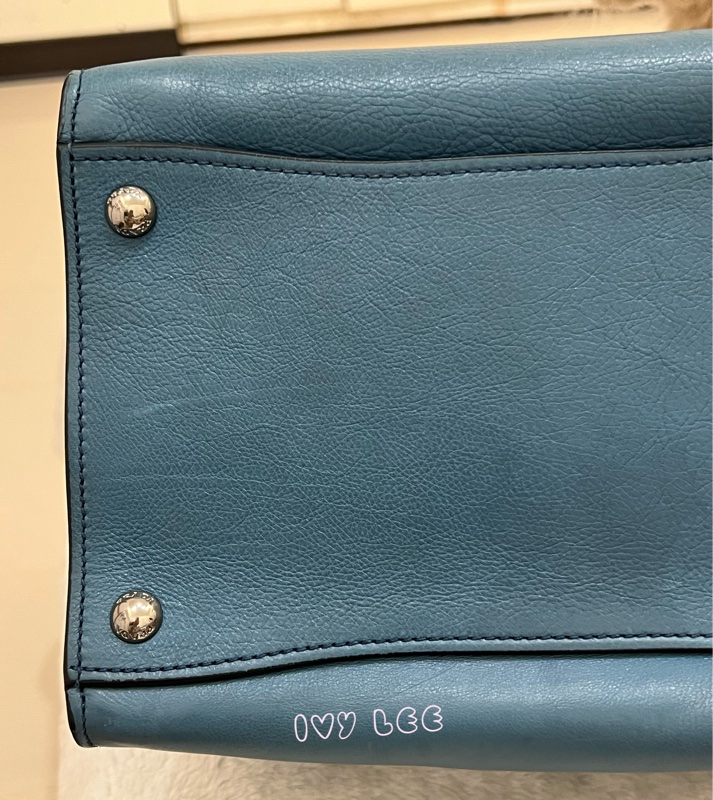 PRADA BN2619 皮革 雙拉鍊 蝙蝠包 藍綠 斜背包 肩背包 正品 二手精品-27