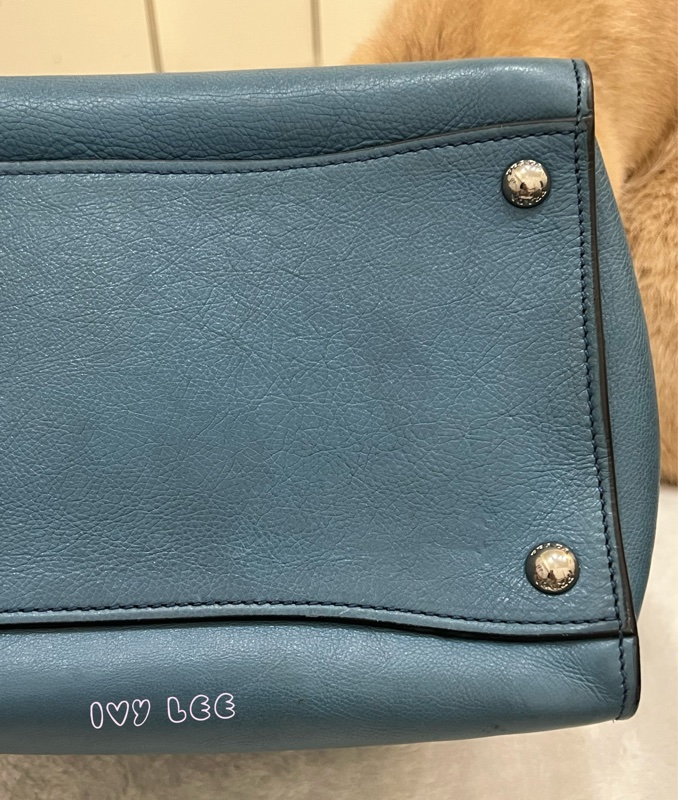 PRADA BN2619 皮革 雙拉鍊 蝙蝠包 藍綠 斜背包 肩背包 正品 二手精品-29