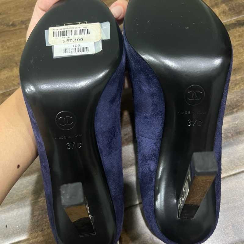 chanel 麂皮跟鞋-8