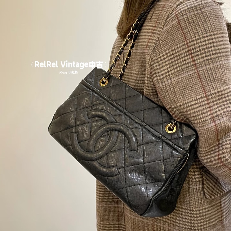 99新🌟 香奈兒 #黑金 #荔枝牛皮 #托特包 #雙C-1