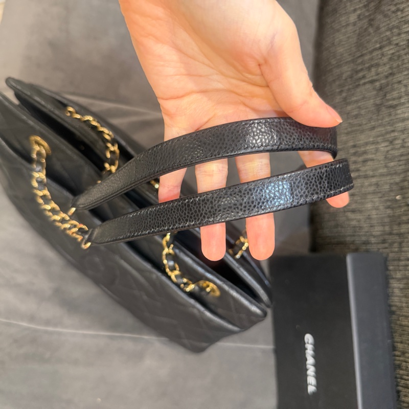 99新🌟 香奈兒 #黑金 #荔枝牛皮 #托特包 #雙C-7