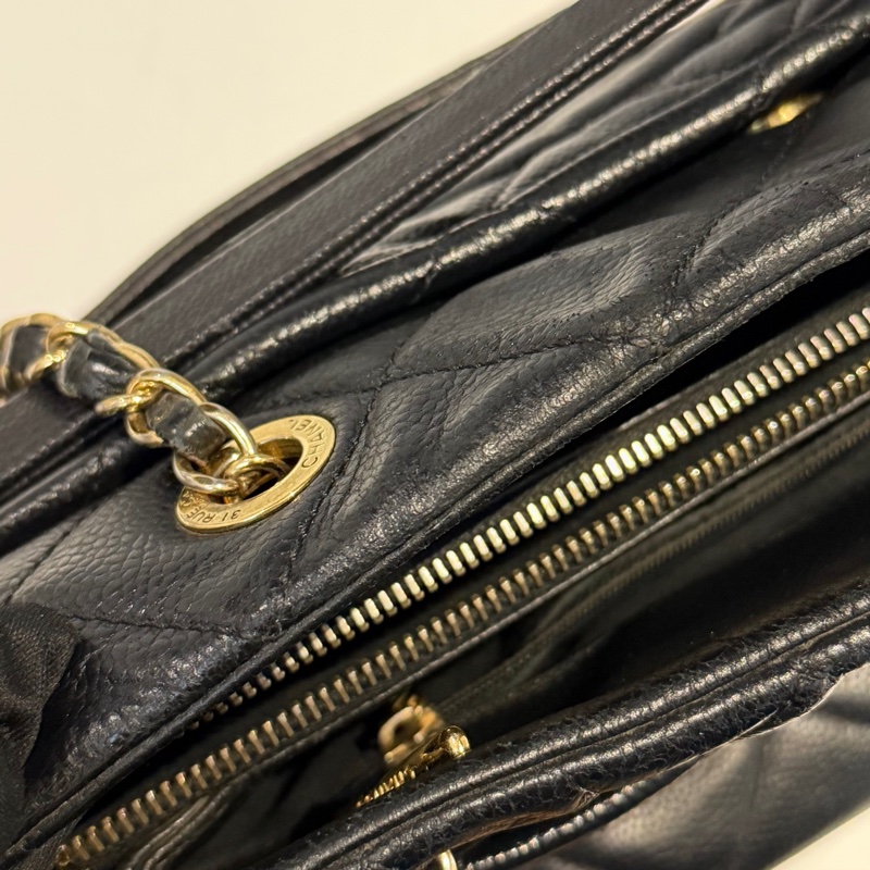 好成色🌟 香奈兒 #黑金 #荔枝牛皮 #托特包 #雙C好成色-13