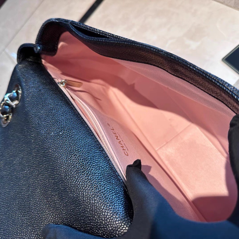 99新全配❤️23公分✅香奈兒 #黑金 #荔枝皮 #雙面 #托特 郵差包-9