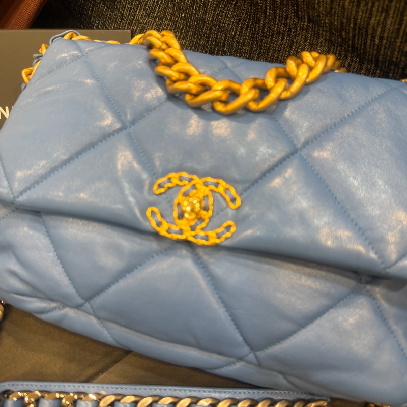 99新全配❤️ chanel #香奈兒 #藍金 #19bag #中號-3