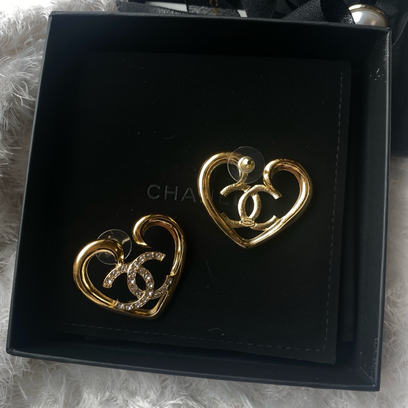 『全新閒置』Chanel 愛心logo耳環(許路兒同款）-5