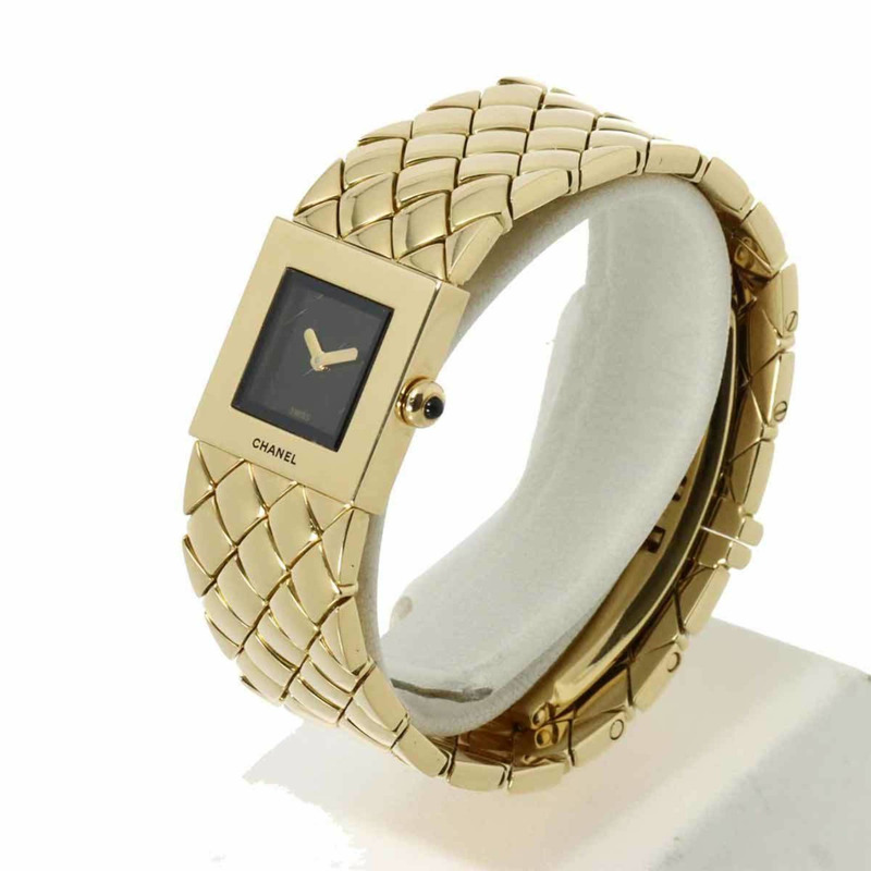香奈兒 Matelasse H0008 女士腕錶,黑色,18K 黃金,實心金石英機芯-2