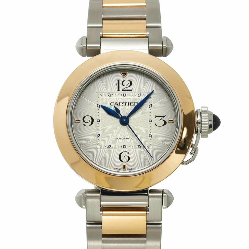 卡地亞 Pasha de 35毫米雙色男士腕錶 W2PA0008,銀色,18K玫瑰金,自動上鍊-0