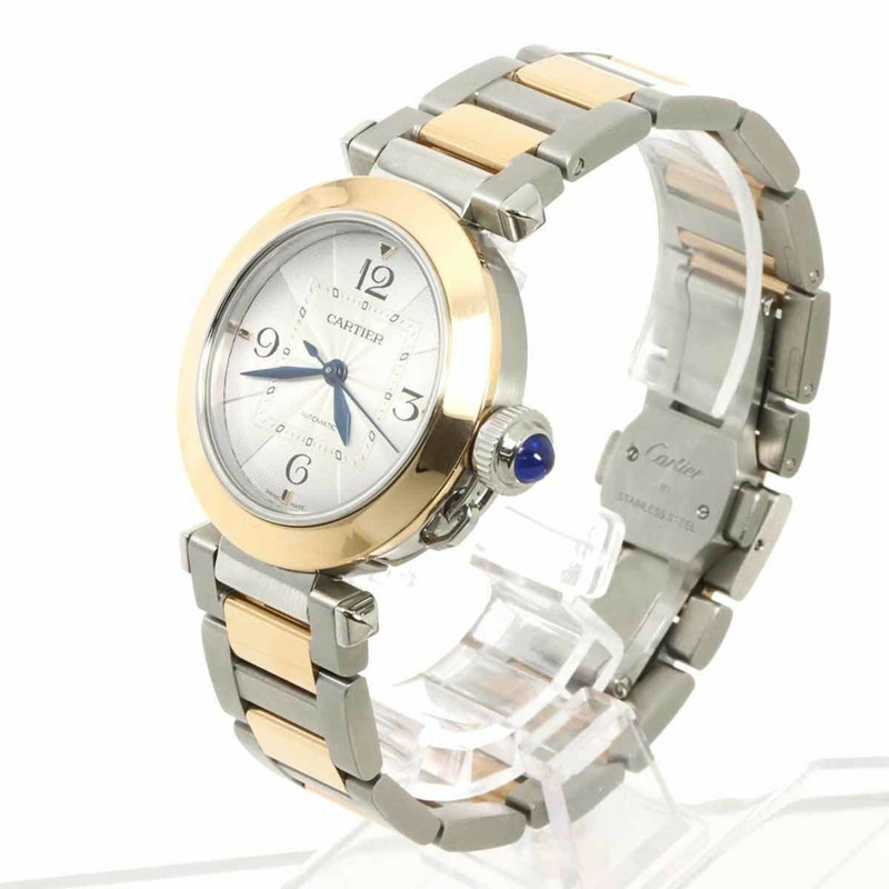 卡地亞 Pasha de 35毫米雙色男士腕錶 W2PA0008,銀色,18K玫瑰金,自動上鍊-2