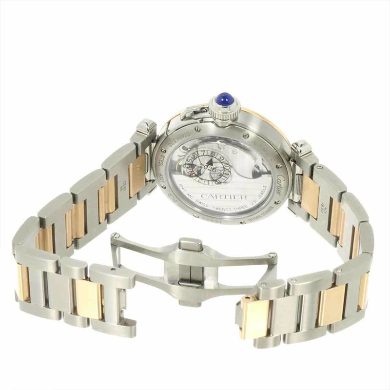 卡地亞 Pasha de 35毫米雙色男士腕錶 W2PA0008,銀色,18K玫瑰金,自動上鍊-4