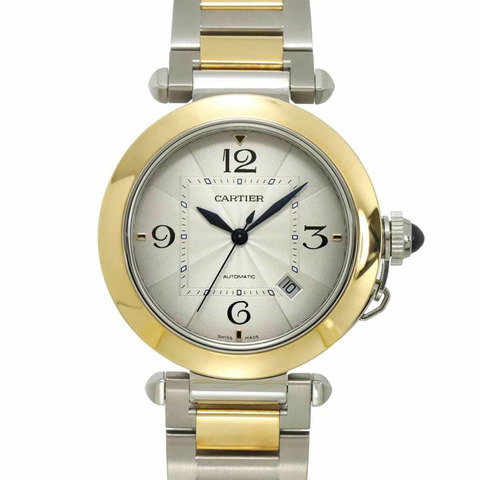 卡地亞 Pasha de 41mm W2PA0009 男士腕錶，銀色，18K 白金，自動上鍊