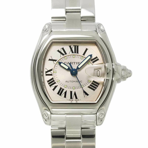 卡地亞 Roadster LM W62000V3 男士腕錶，附日期顯示，銀色，自動上鍊