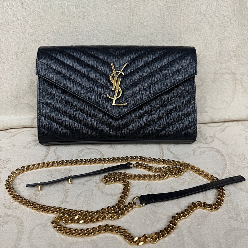 (非常新) YSL CASSANDRE小羊皮鏈條錢包-0