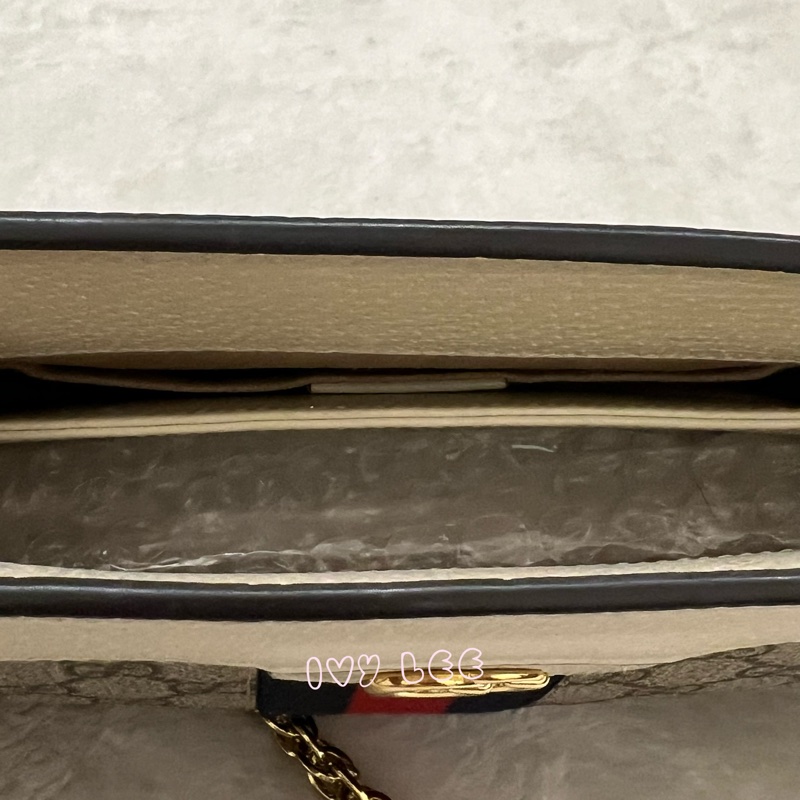 GUCCI 古馳 503877 經典Ophidia系列GG LOGO織帶皮革磁釦 斜背包 鏈條包 白 正品 二手精品-6