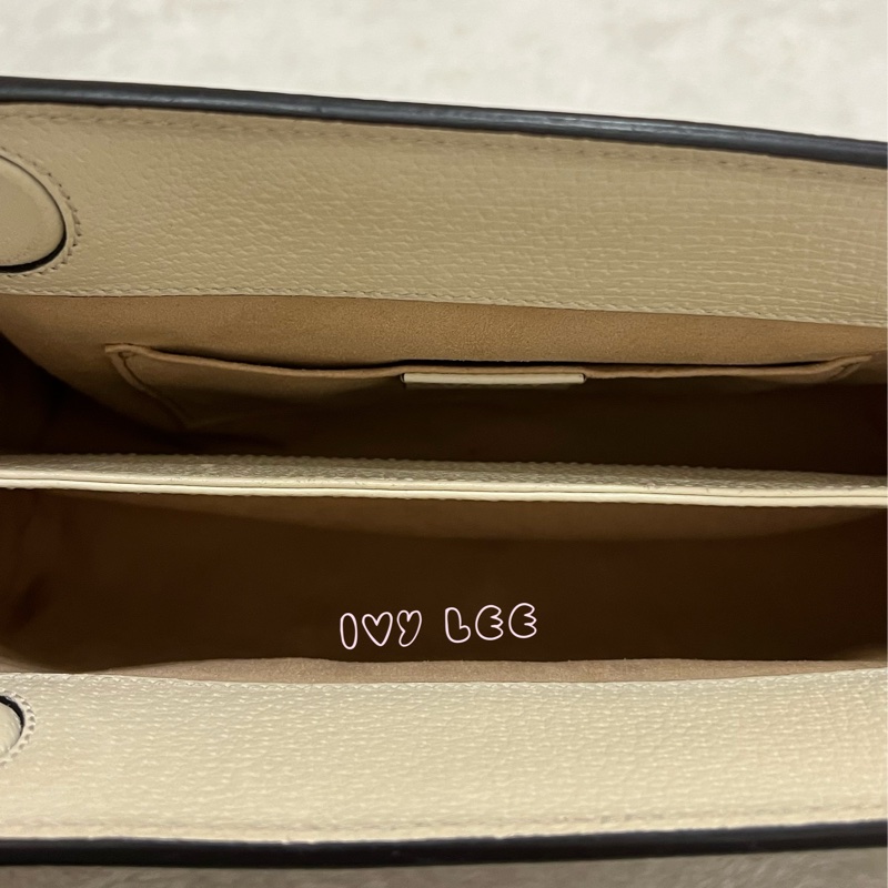 GUCCI 古馳 503877 經典Ophidia系列GG LOGO織帶皮革磁釦 斜背包 鏈條包 白 正品 二手精品-8