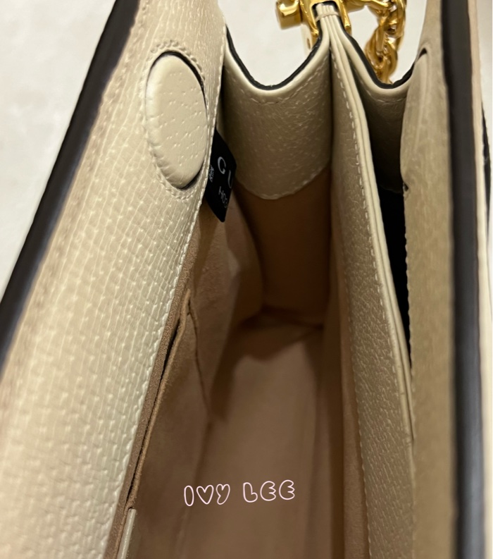 GUCCI 古馳 503877 經典Ophidia系列GG LOGO織帶皮革磁釦 斜背包 鏈條包 白 正品 二手精品-10