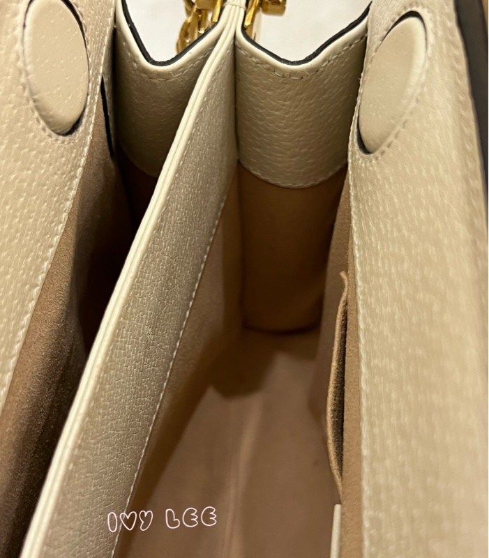 GUCCI 古馳 503877 經典Ophidia系列GG LOGO織帶皮革磁釦 斜背包 鏈條包 白 正品 二手精品-11