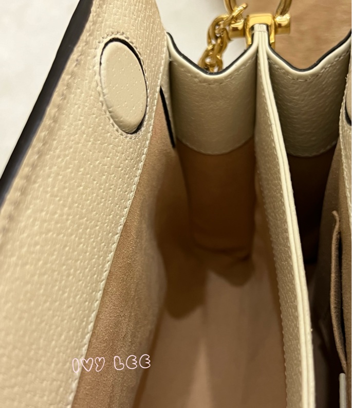 GUCCI 古馳 503877 經典Ophidia系列GG LOGO織帶皮革磁釦 斜背包 鏈條包 白 正品 二手精品-13