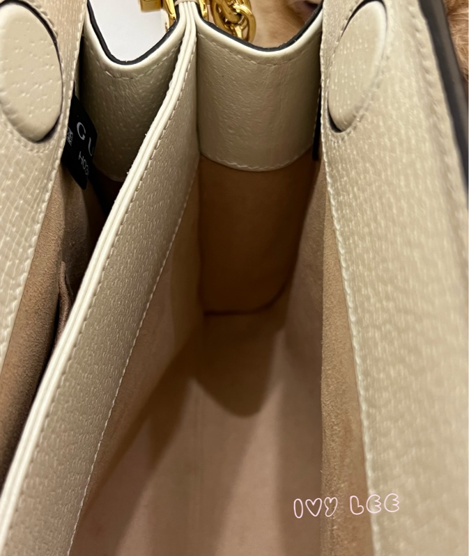 GUCCI 古馳 503877 經典Ophidia系列GG LOGO織帶皮革磁釦 斜背包 鏈條包 白 正品 二手精品-14