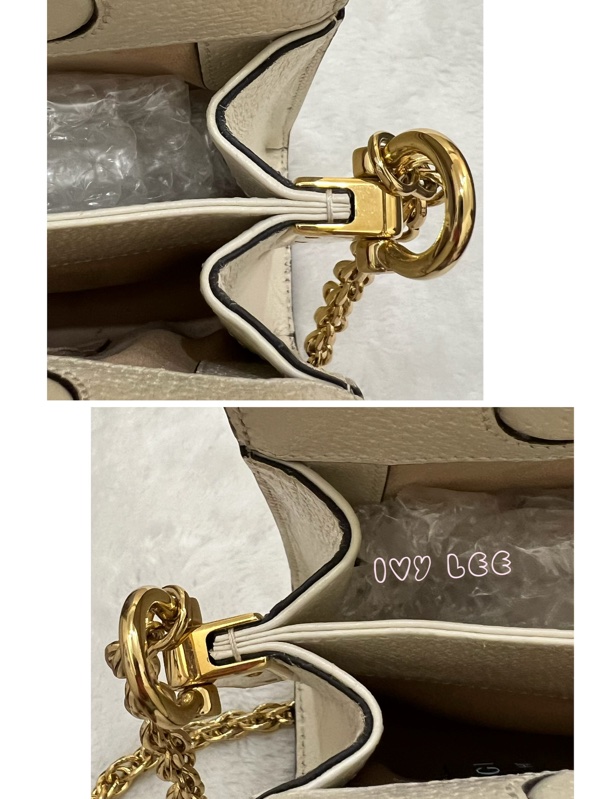 GUCCI 古馳 503877 經典Ophidia系列GG LOGO織帶皮革磁釦 斜背包 鏈條包 白 正品 二手精品-19