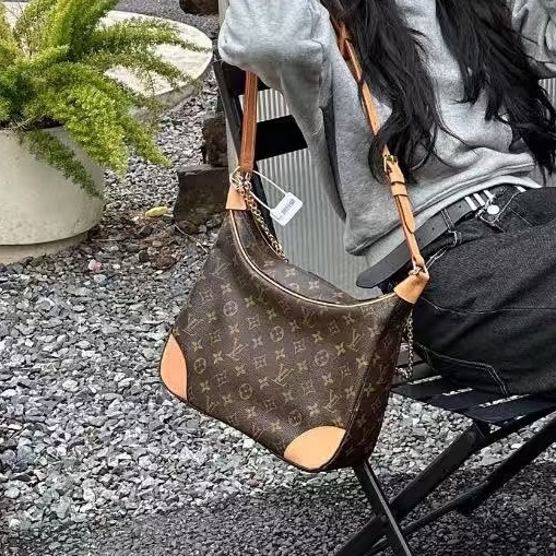 耐用百搭不膩😍99新🆕Lv老花小號牛角包單肩斜挎包🥐-0