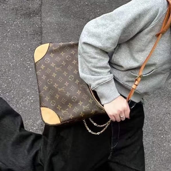 耐用百搭不膩😍99新🆕Lv老花小號牛角包單肩斜挎包🥐-2