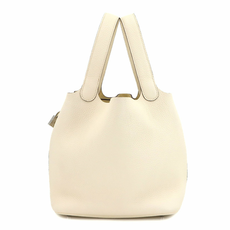 Hermes Hermès Picotin Lock MM 手提包,採用 Taurillon Clemence 皮革,並飾有 Nata Z 印章和銀色五金配件。-0