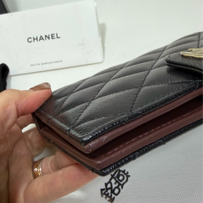 Chanel 新款護照中夾 黑金-11