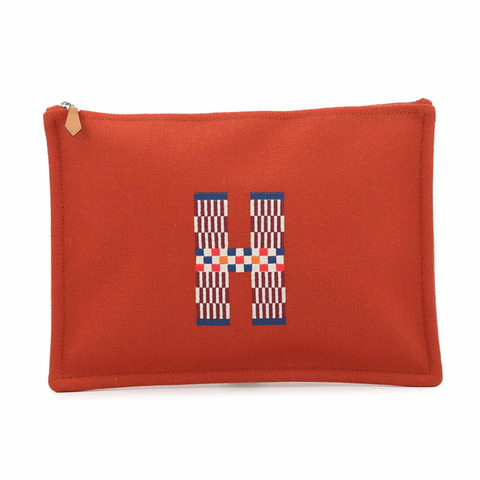 愛馬仕平底手拿包 H Natte GM Tomet 羊毛