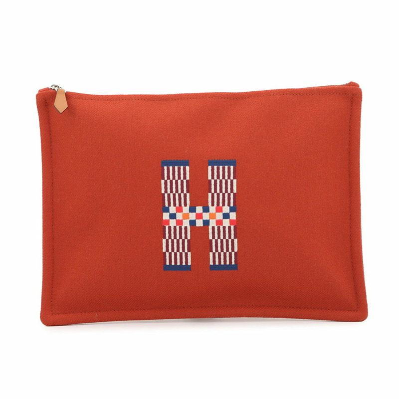 愛馬仕平底手拿包 H Natte GM Tomet 羊毛-0