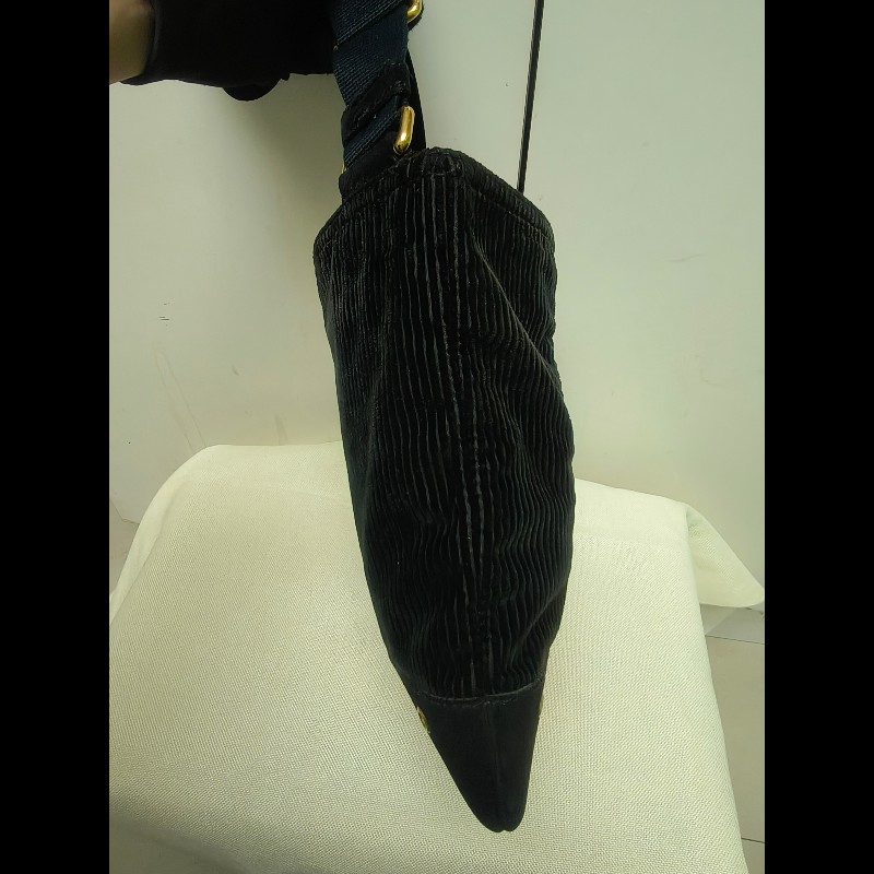 ㊣✨YSL✨聖羅蘭 黑色 燈芯絨 異材質 肩背包 斜背包/二手精品/保證正品🌳二手樹屋🌳-4
