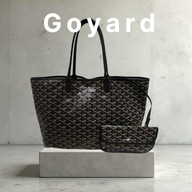 🔥年終狂降🔥【限時降價只到12/31(原63,800)】㊣✨Goyard✨高雅德 狗牙 Saint Louis PM 黑色 花布 托特包 手提包 通勤包 媽媽包/二手精品/保證正品🌳二手樹屋🌳-0